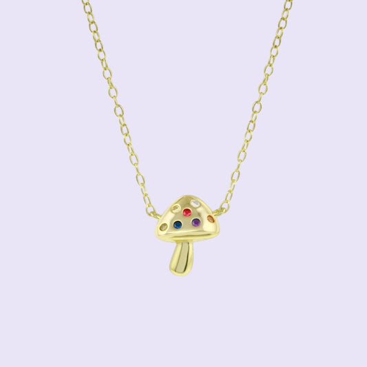 Rainbow Mushroom Necklace