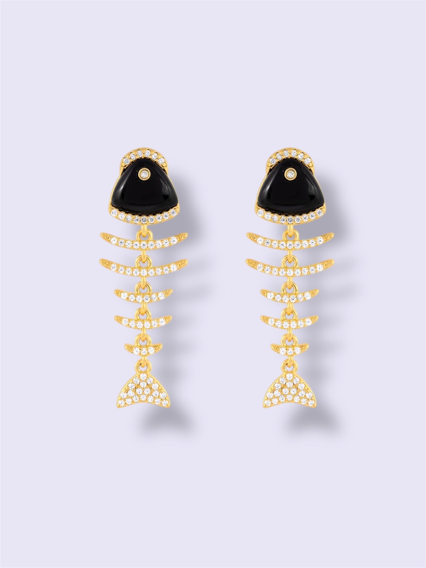 FISH BLACK ONYX DROP EARRINGS