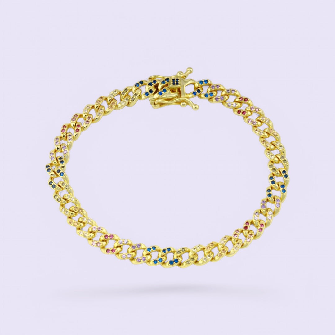 Rainbow Cuban Chain Bracelet
