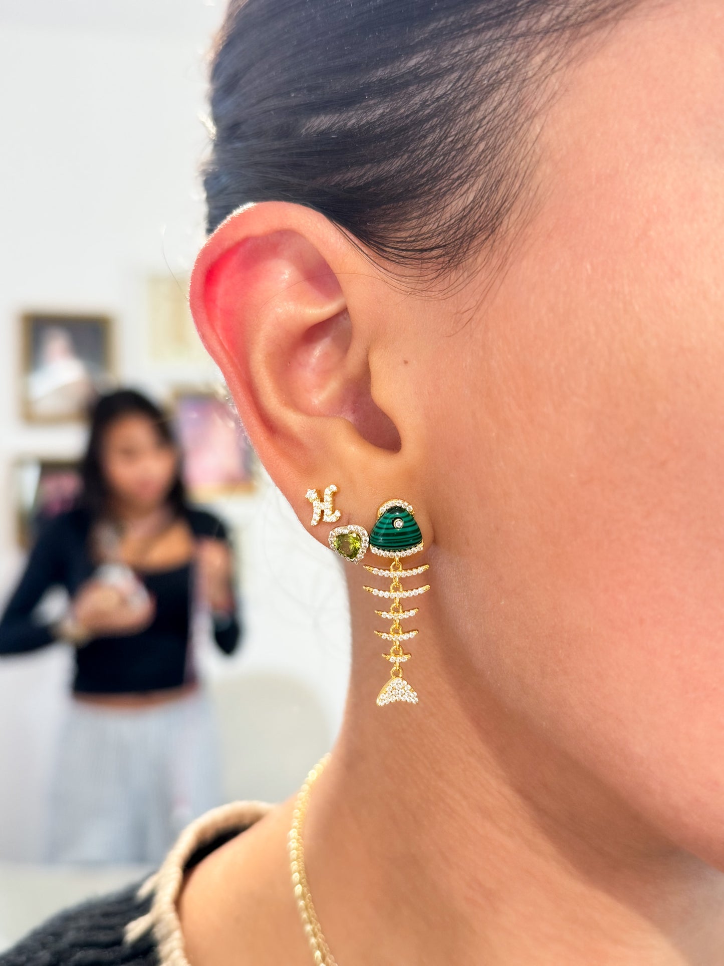 FISH MALACHITE DROP EARRINGS