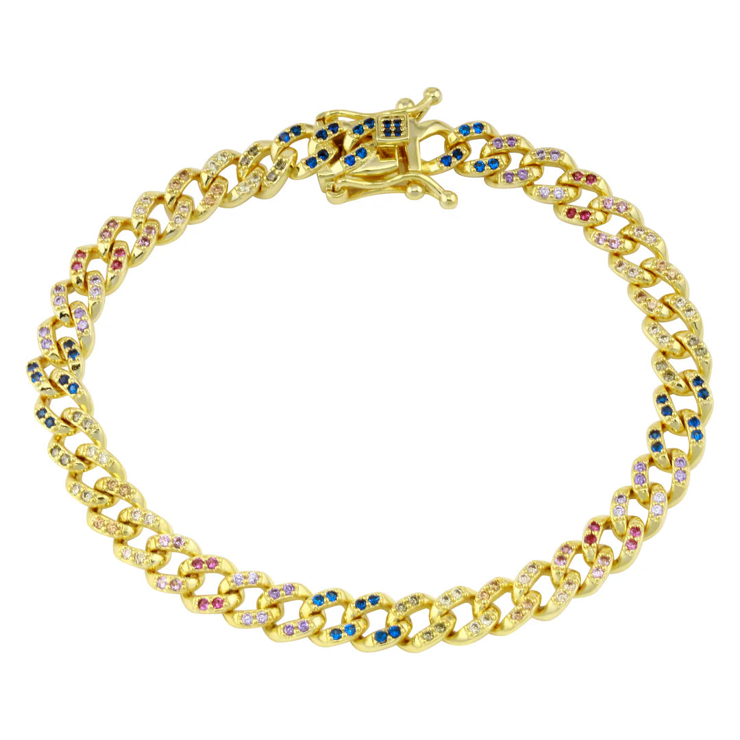 Rainbow Cuban Chain Bracelet