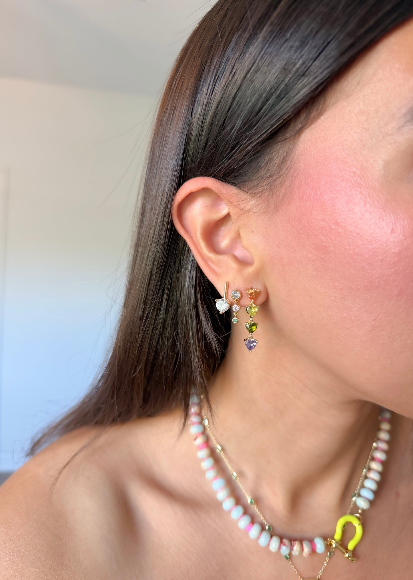 Rainbow Heart Drop Earrings