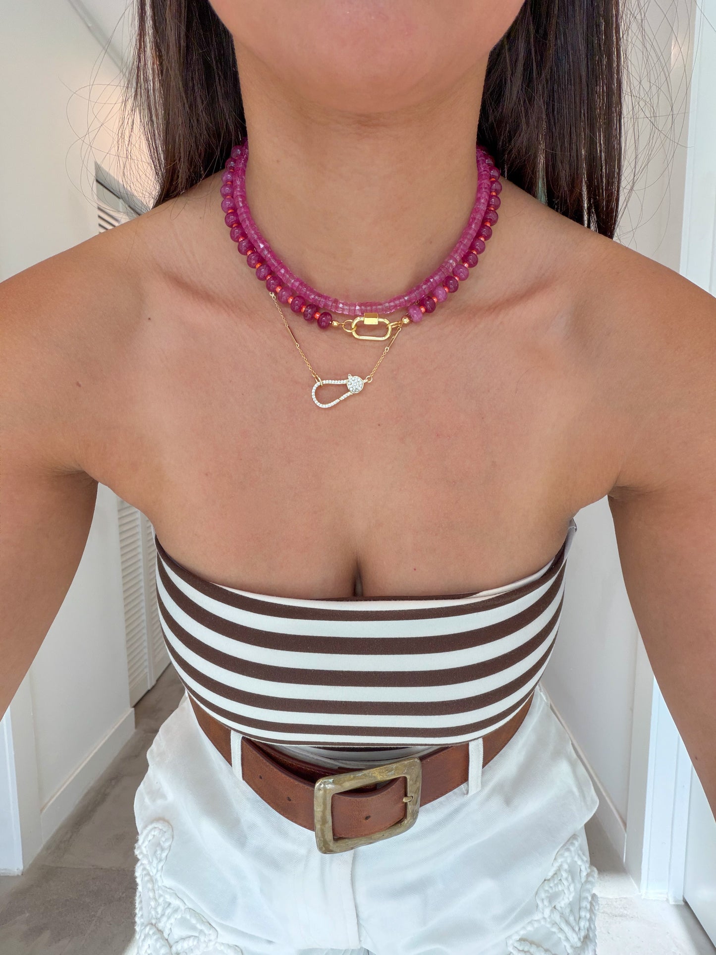 Hot Pink Topaz Necklace