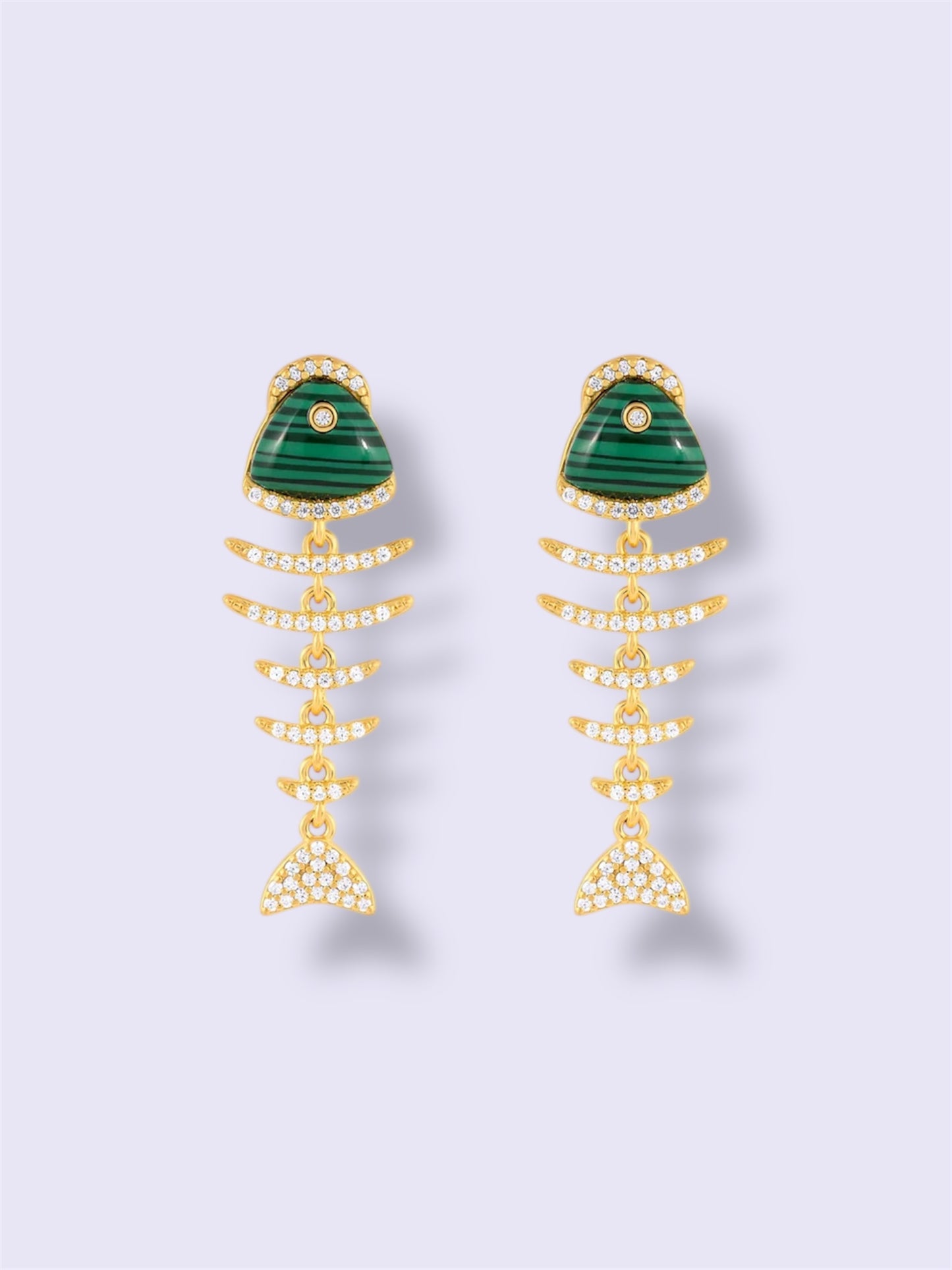 FISH MALACHITE DROP EARRINGS