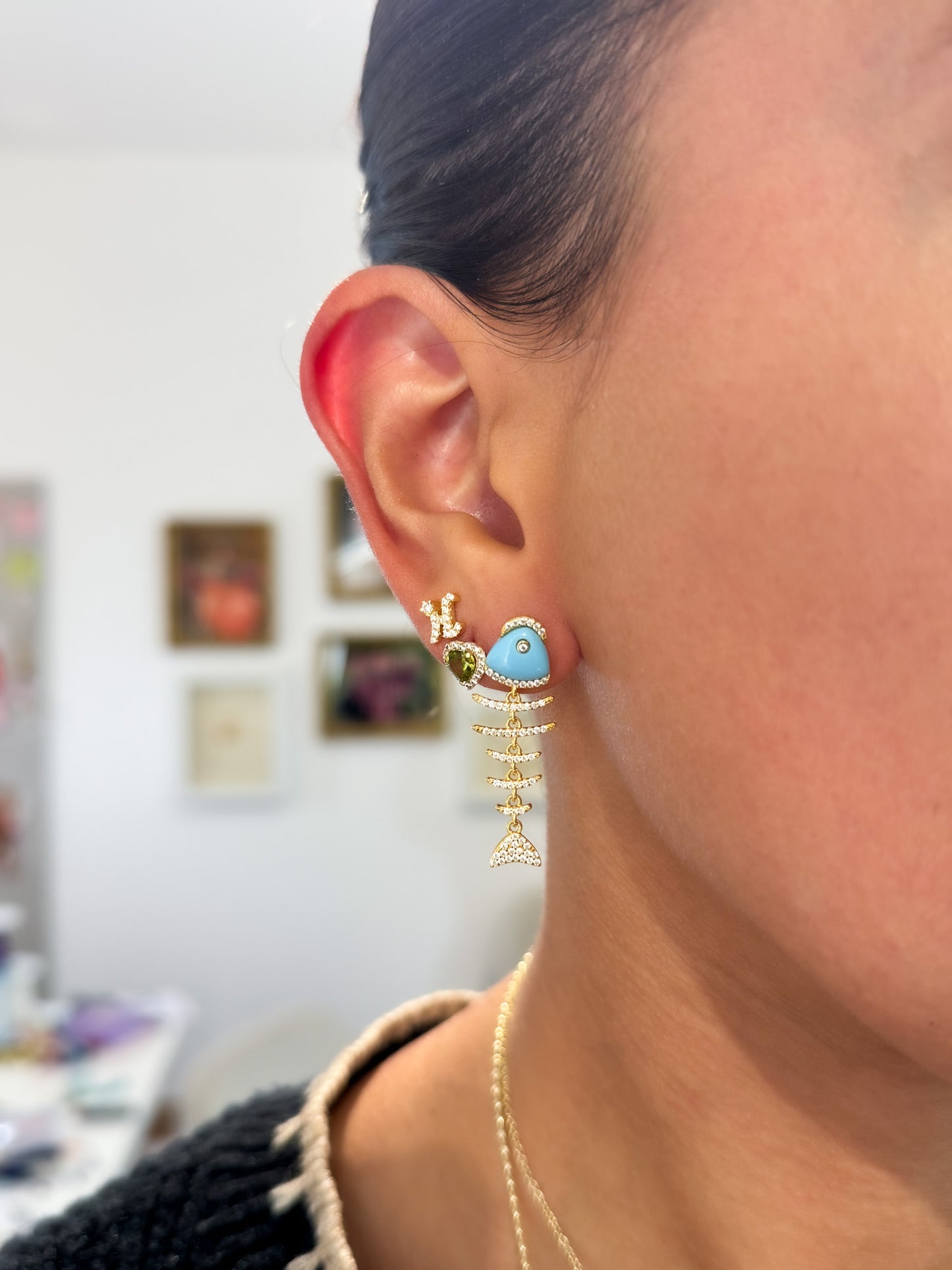FISH TURQUOISE DROP EARRINGS