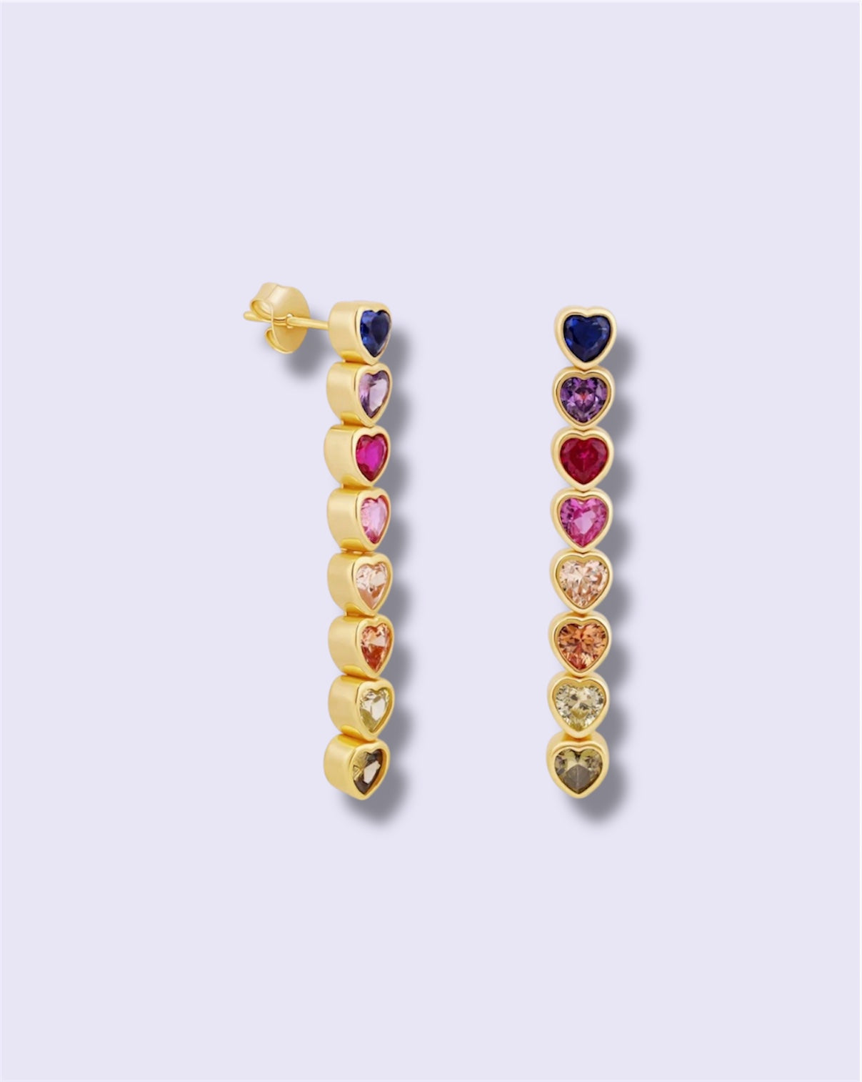 Rainbow Hearts Drop Earrings