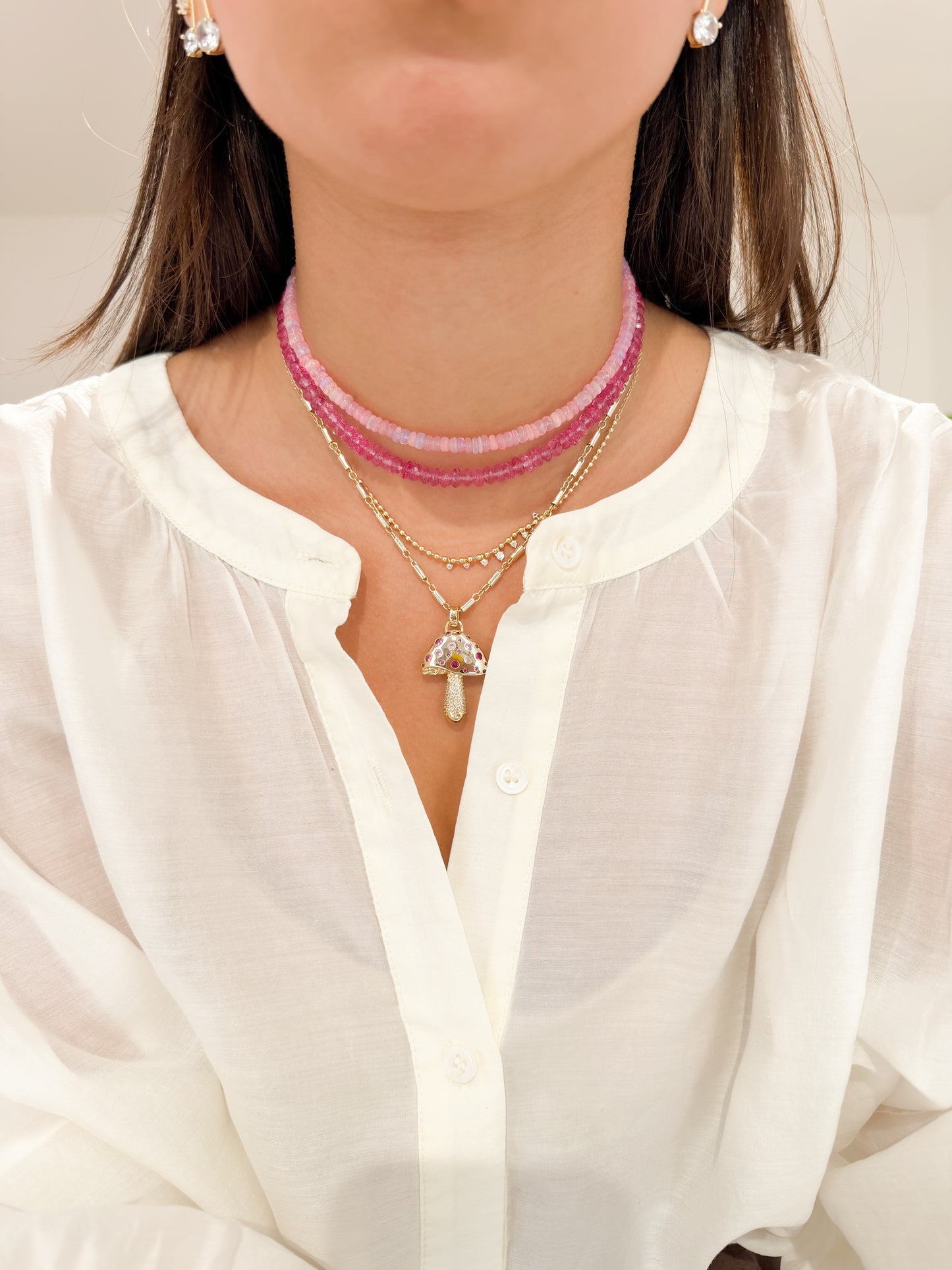 Hot Pink Topaz Necklace