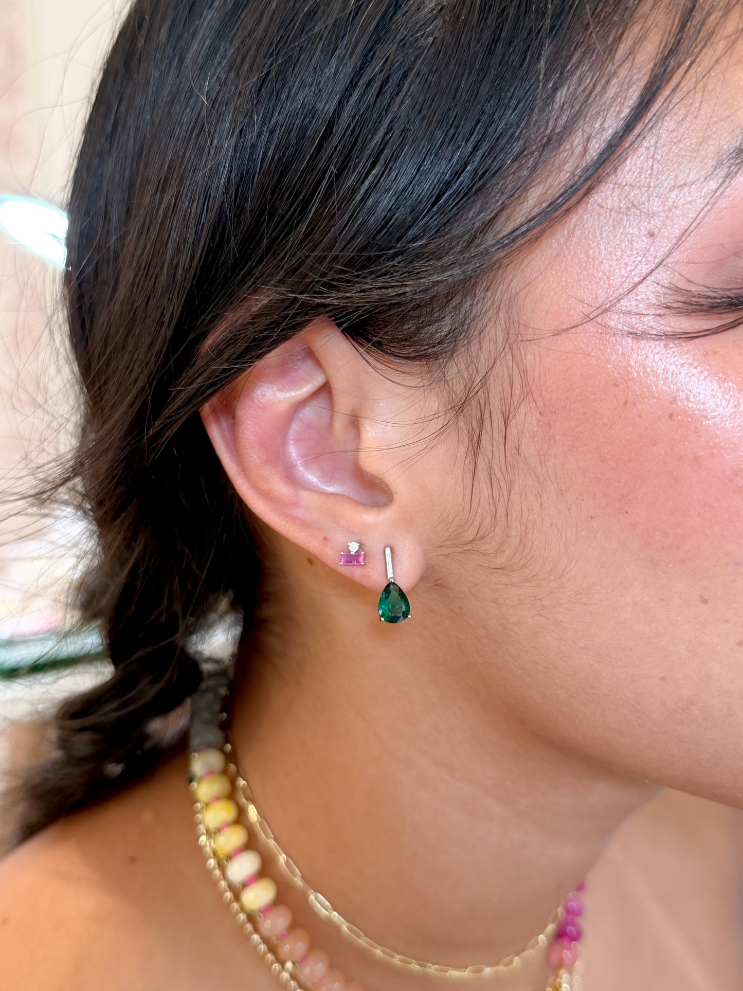 Mini Pink Studs (Silver)