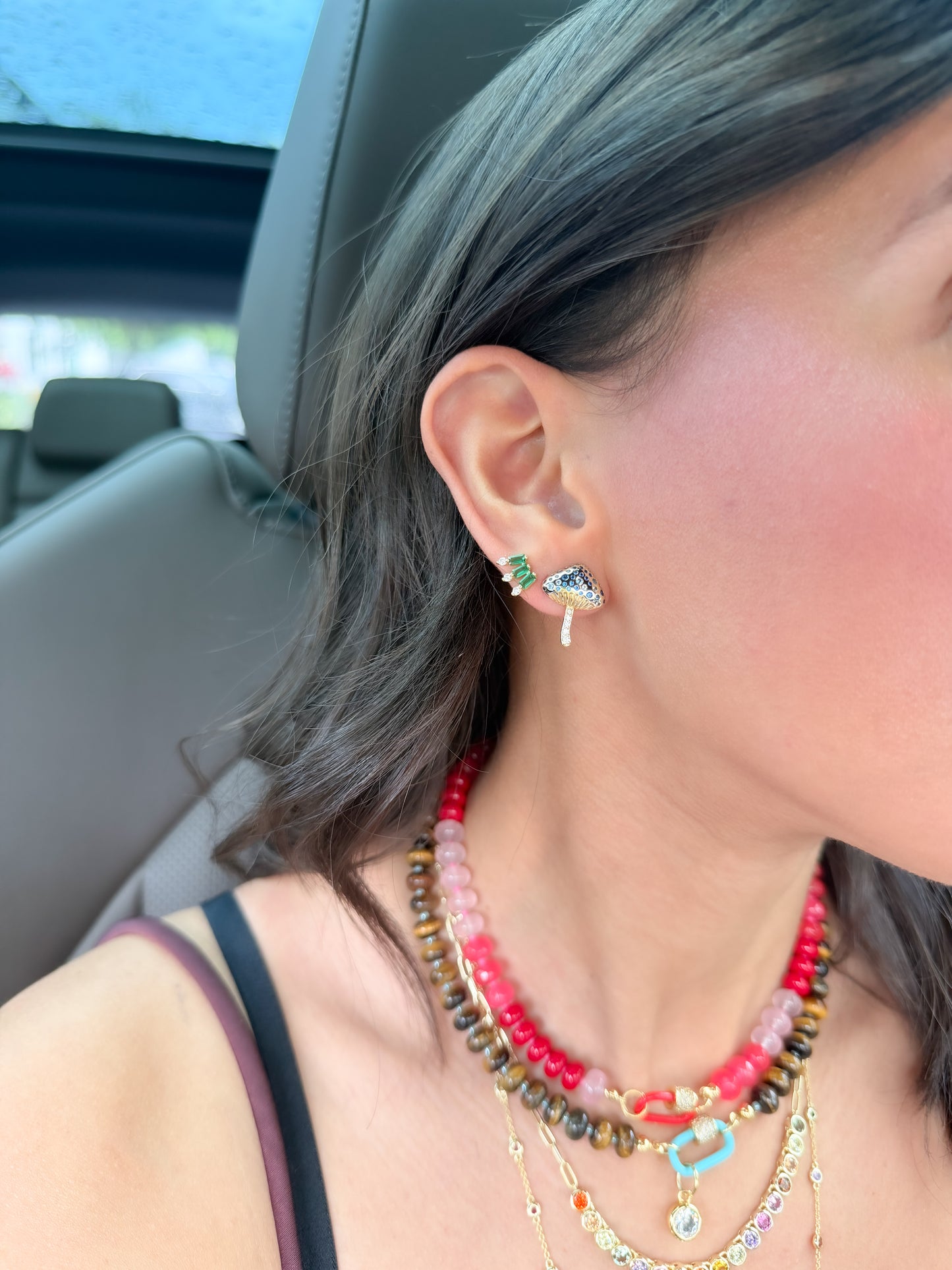 Blue Spark Mushroom Earrings
