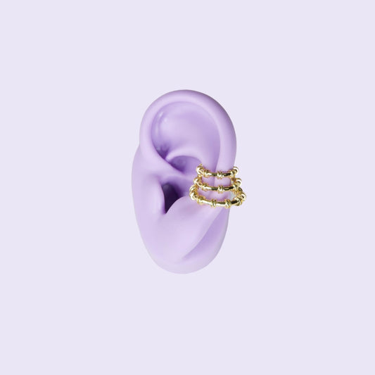 Ear cuff triple Dorado