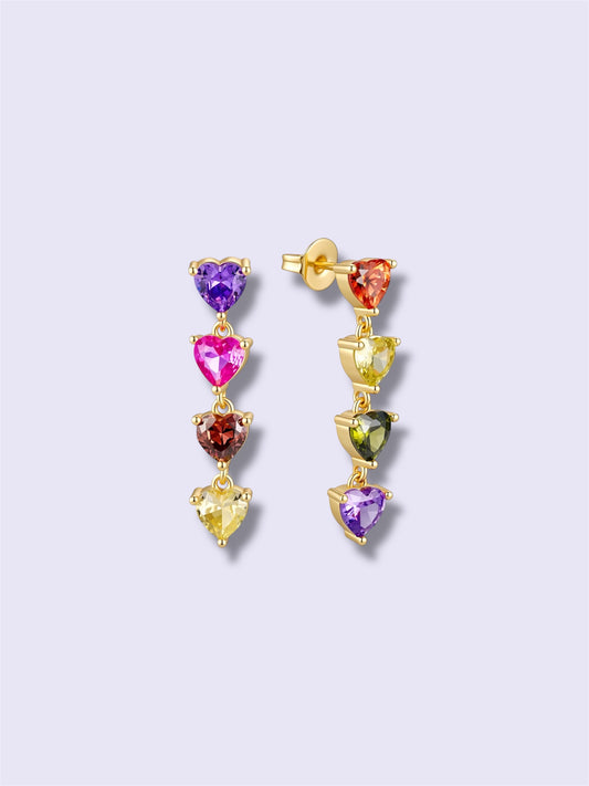 Rainbow Heart Drop Earrings