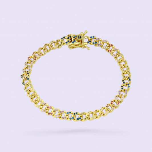 Rainbow Cuban Chain Bracelet