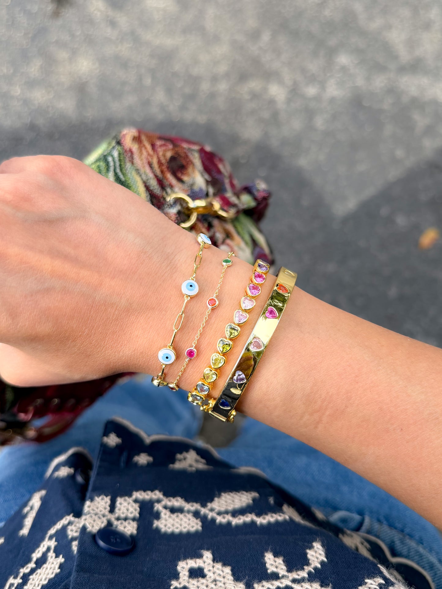 Pastel Heart Tennis Bracelet