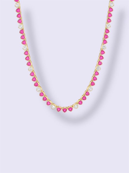 Heart Tennis Necklace