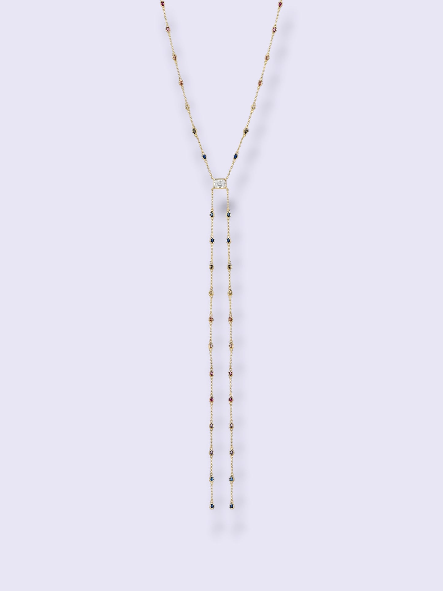 Rainbow Drops Lariat Necklace