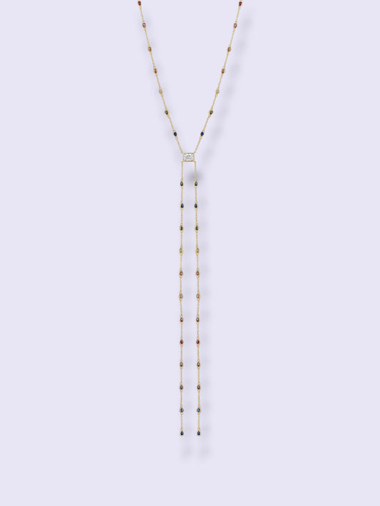 Rainbow Drops Lariat Necklace
