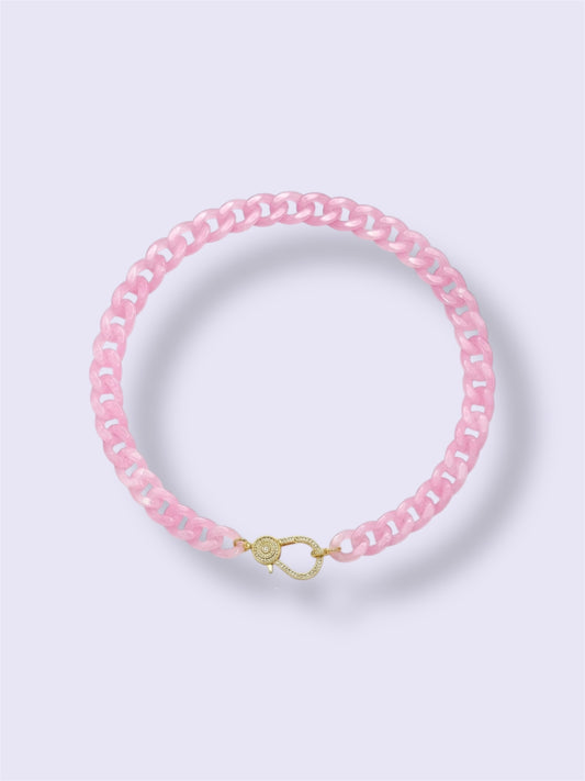 Pink Lobster Link Necklace