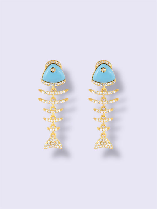 FISH TURQUOISE DROP EARRINGS