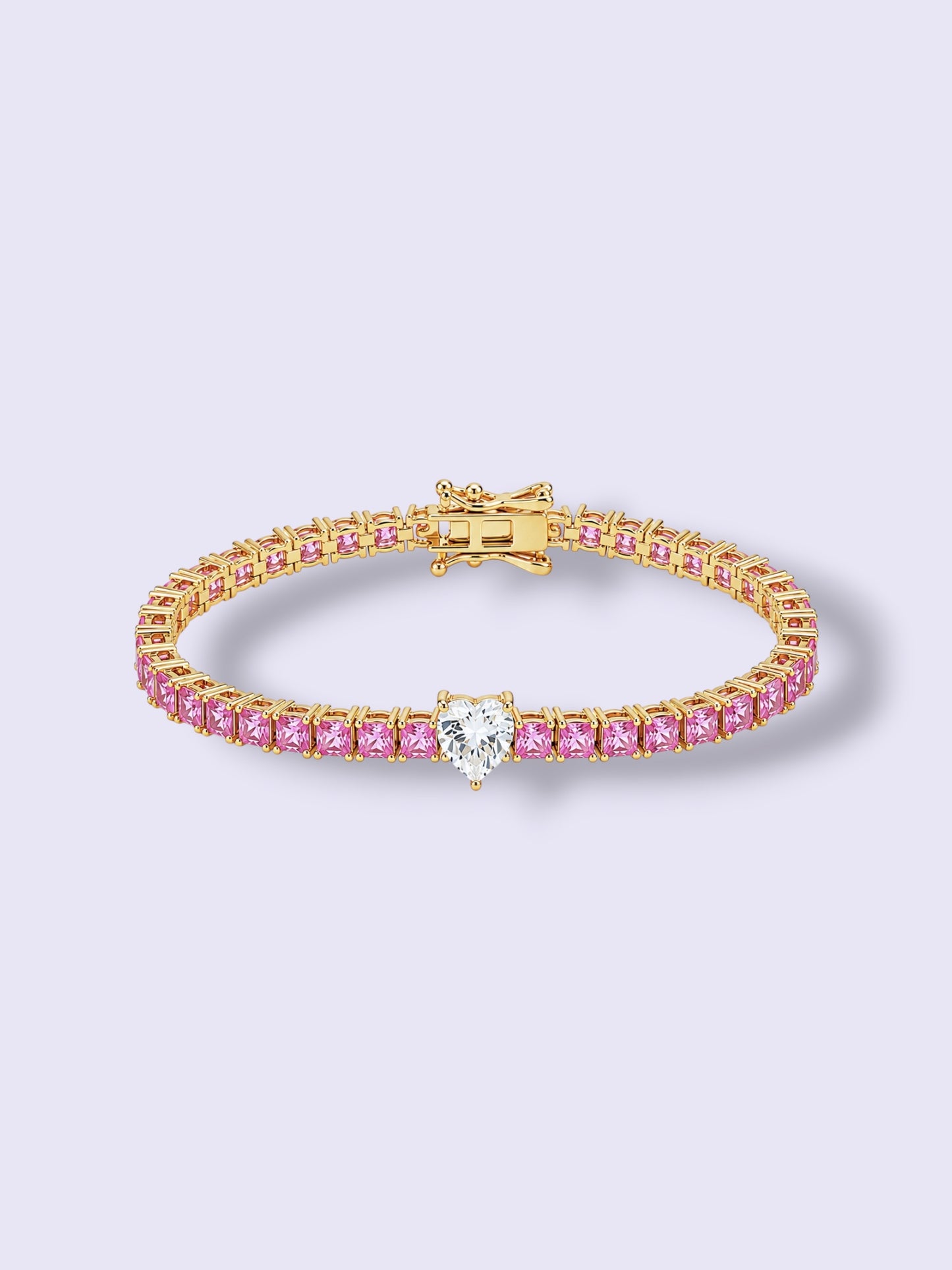 Pink Heart Tennis Bracelet