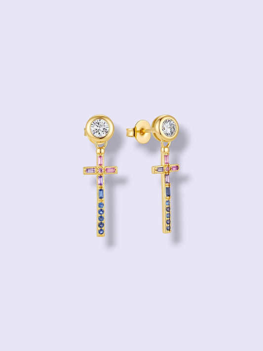 Rainbow Cross Studs