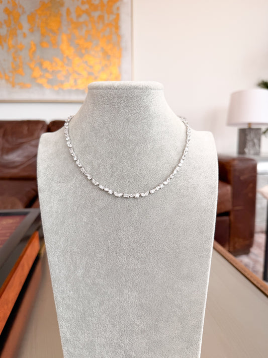 Silver Mixed Cut Tennis Necklace