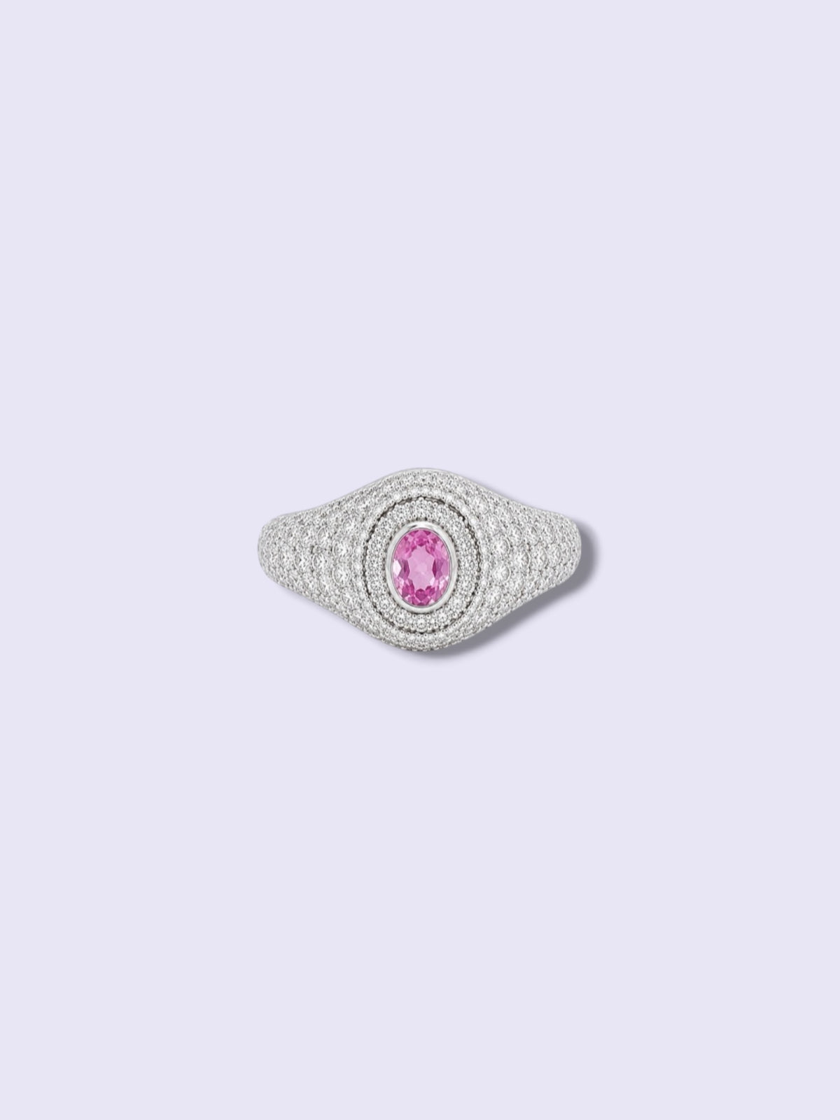 Pink Sapphire & Diamond Pinky Ring 18K