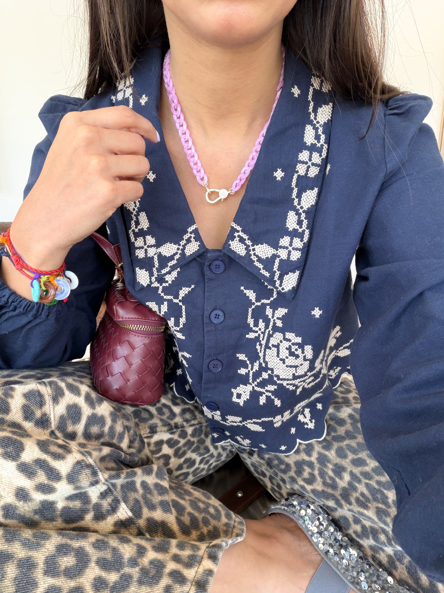 Pink Lobster Link Necklace