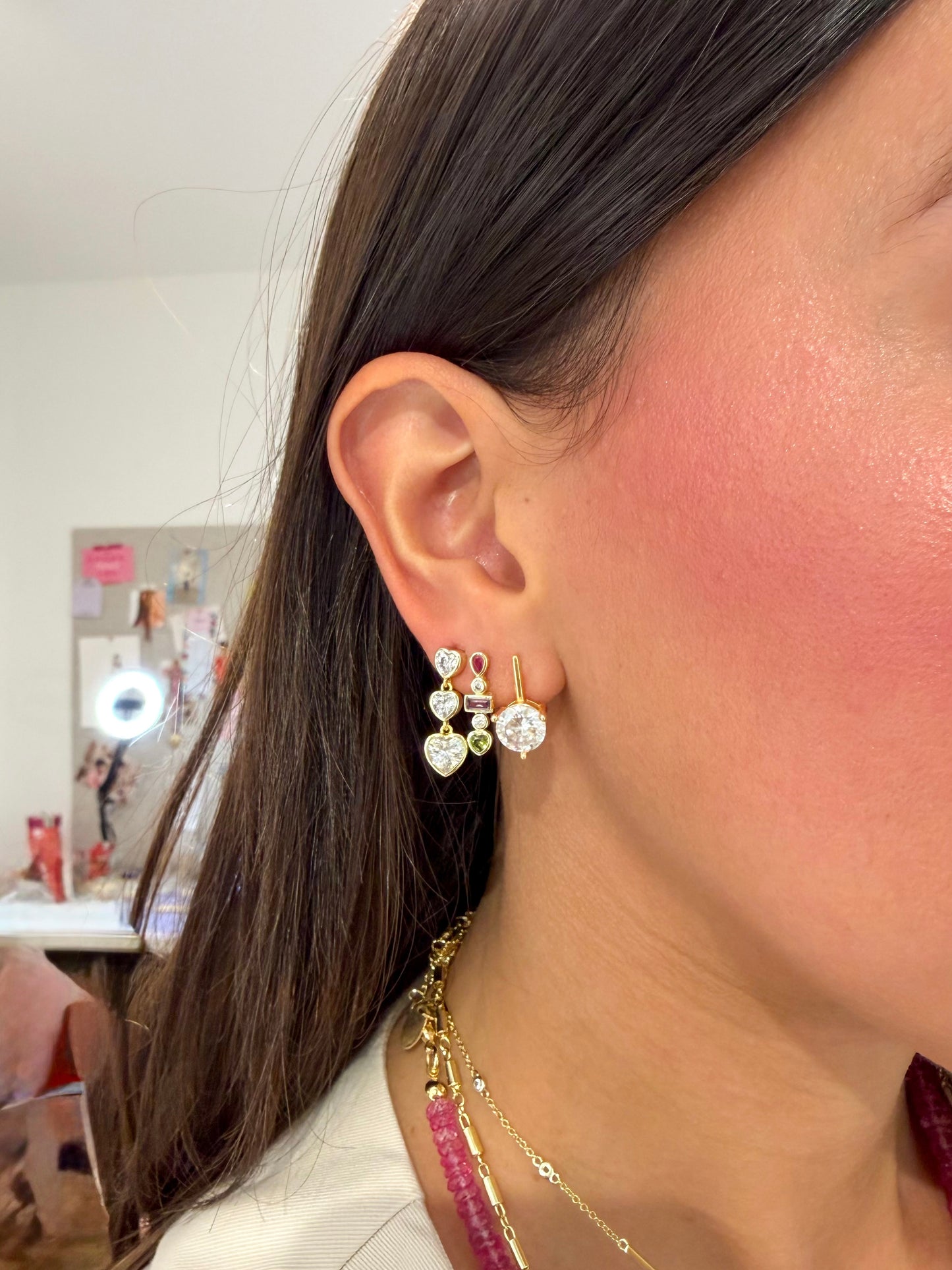 Triple Heart Drop Earrings