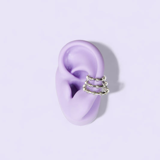 Ear cuff triple plateado