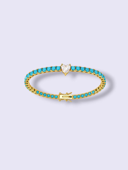 Turquoise Heart Tennis Bracelet