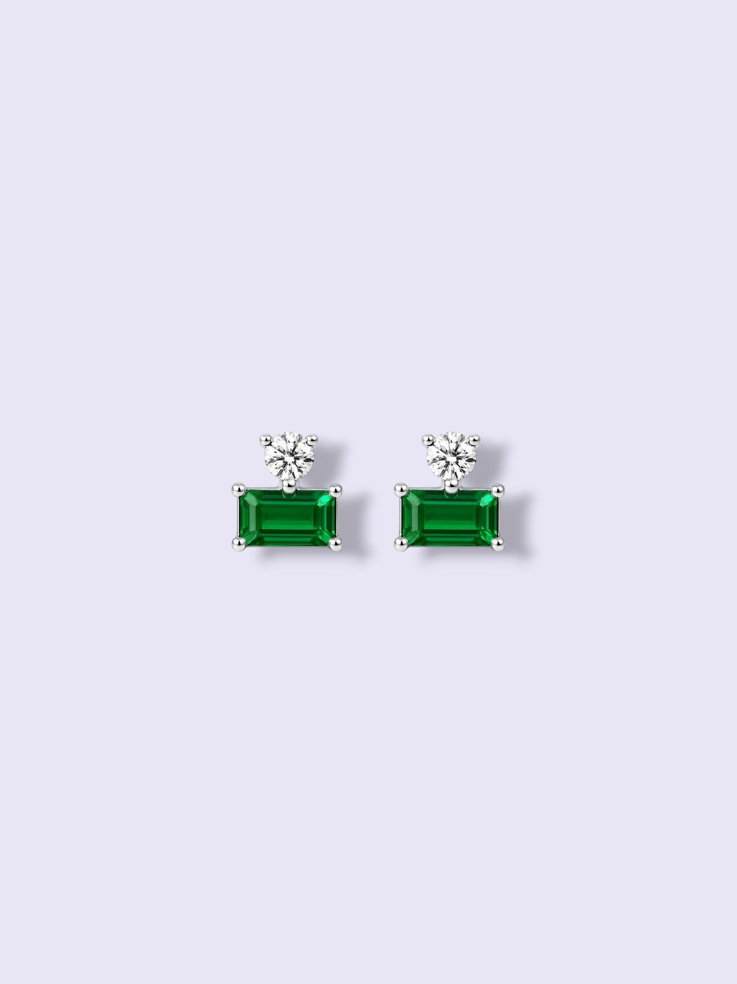 Mini Emerald Studs (Silver)