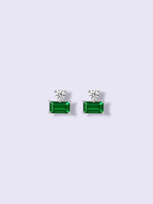 Mini Emerald Studs (Silver)