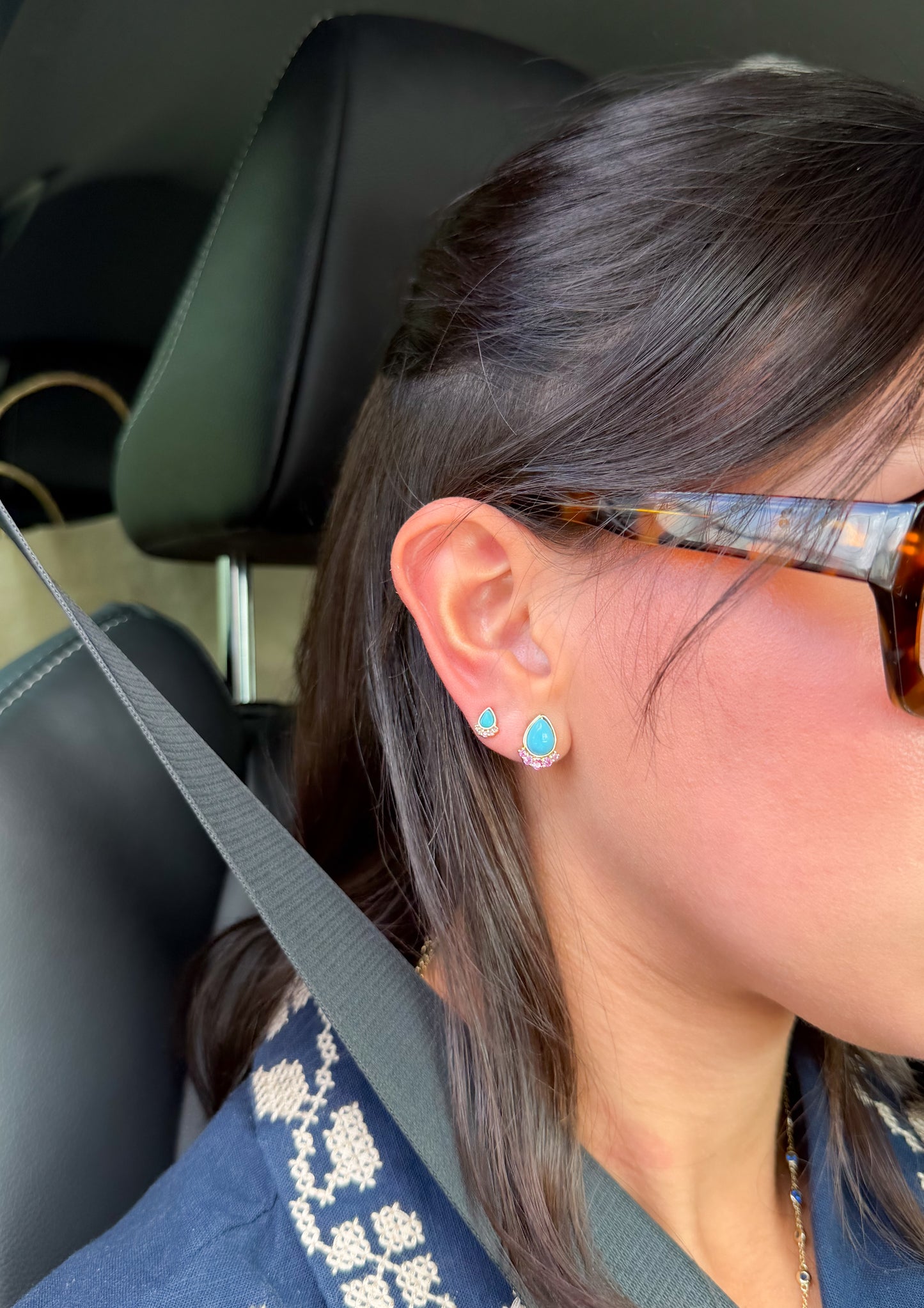 Turquoise Dot Earrings (Small)