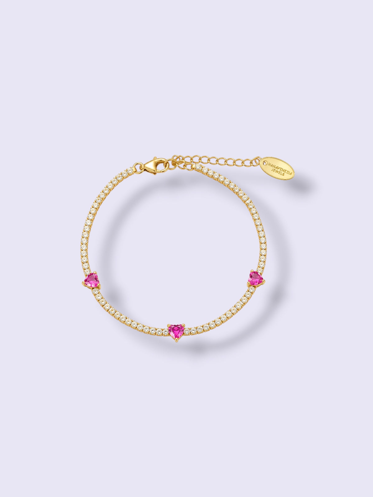 Pink Heart Tennis Bracelet